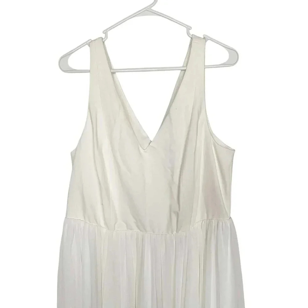 Torrid Chiffon Midi Dress Ivory Sleeveless V-Neck Wedding - Picture 4 of 9